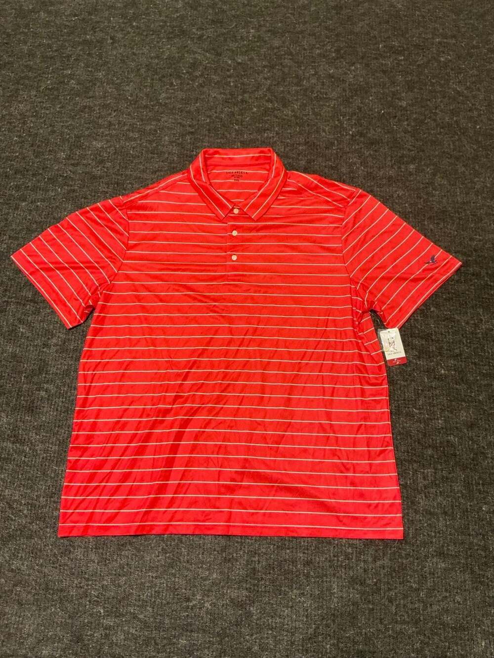 Golf America Polo Shirt Mens Size XXL Red With White Horizontal Stripes New